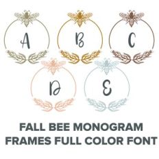 FALL BEE MONOGRAM FRAMES FULL COLOR FONT