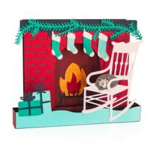 Christmas Cat Fireplace Box Card