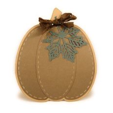 Card Pumpkin Maple Leaf Faux Stitch