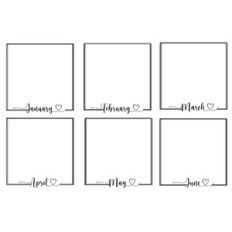 Months Heart Word Frames - January - June
