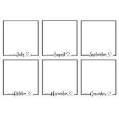 Months Heart Word Frames - July - December