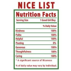 Nice List Nutrition Label