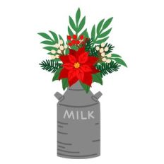 Christmas Poinsettia in Milk Can