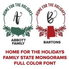 home for the holidays state monogram frames