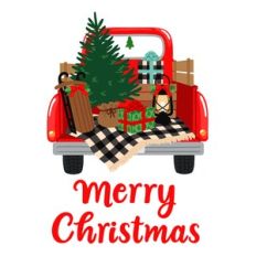 Merry Christmas Farm Truck with Tree