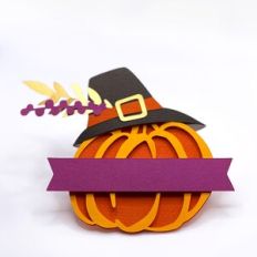 layered pumpkin with hat and label