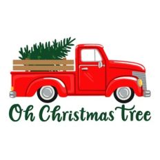 Christmas Farm Truck and Tree side view