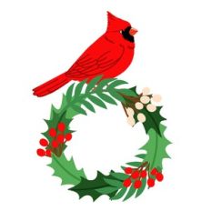 Cardinal Bird on Wreath