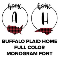 home buffalo plaid states full color monogram font