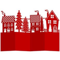 Festive Christmas Village Accordion Card