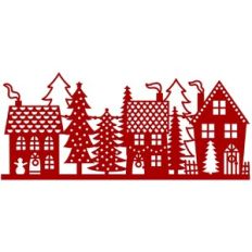 Festive Christmas Village Border