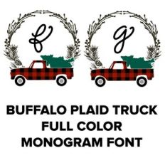 buffao plaid red truck full color monogram font