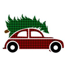 Christmas Tree Car Buffalo Plaid Print n Cut Design