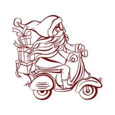 Santa Claus on a moped