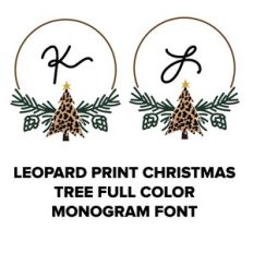 leopard print christmas tree full color monogram font