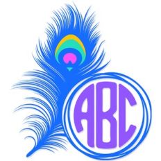 Neon Peacock Feather Monogram
