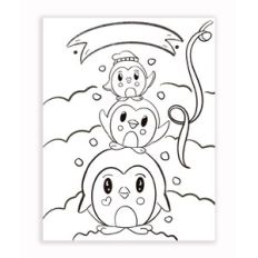 Cute Kawaii Penguins Coloring Page For Kids