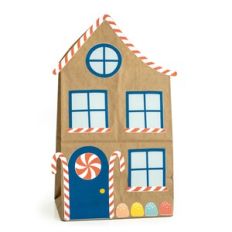 Candy Cane Gingerbread House Bag