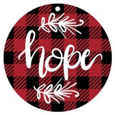 hope buffalo plaid ornament