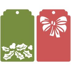 gift tags with holly and bow