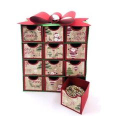 12 Drawer  Advent Box with 3D Bow