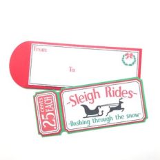 Christmas Vintage Ticket Slimline Card and Envelope