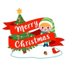 Merry Christmas Banner with Elf