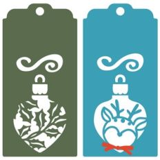 Christmas long tags with cute deer and holly