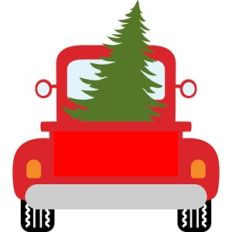 back of christmas red truck