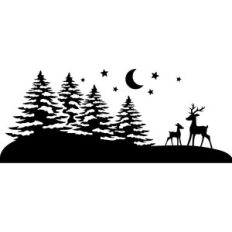 pine trees and deer border