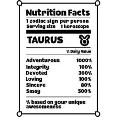 Taurus Zodiac Nutrition Label