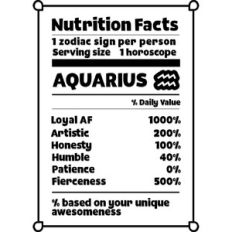 Aquarius Zodiac Nutrition Label
