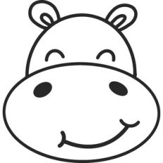 Cute Hippo Face Outline