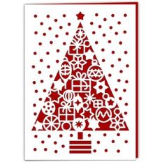 Christmas Tree with Baubles Cutout Card