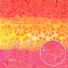 Red, Yellow and Pink Doodled Flower Monoprint Background