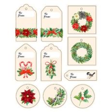 Rustic Christmas Watercolor Gift Tags Holly
