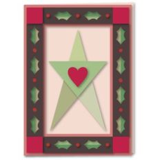 Card Folk Star Holly Borders 5x7
