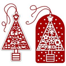 Christmas Tree with Baubles Layered Gift Tags