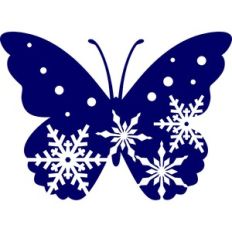 butterfly and snowflakes