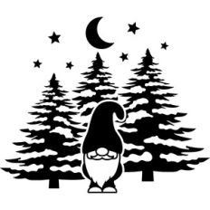 gnome and pine trees