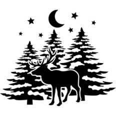 reindeer and pine trees