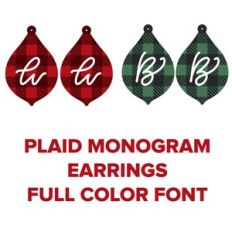 plaid earrings monogram full color font