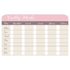 Weekly Meals Journaling Card