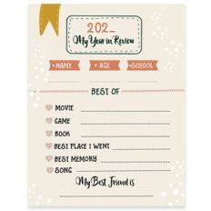 My Year in Review Kids Printable