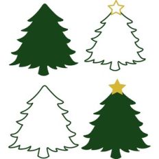 Christmas Trees Silhouette and Outline