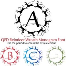 QFD Reindeer Wreath Monogram Font