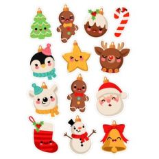 Kawaii Christmas Ornaments Sticker Set