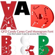 QFD Candy Canes Card Monogram Font
