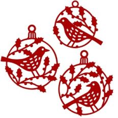 Bird and Holly Christmas Baubles