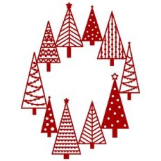 Christmas Tree Forest Wreath Circle Border